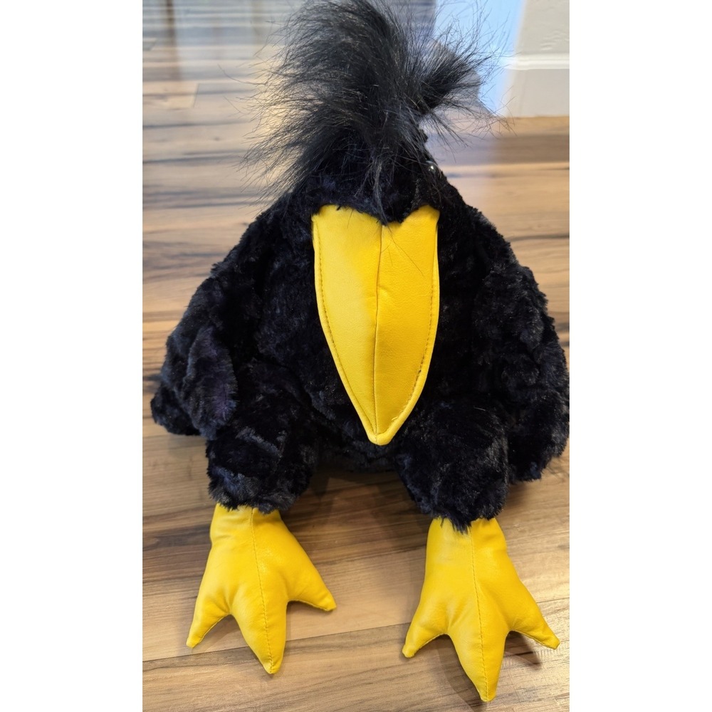 Vintage Raven Crow Hand Puppet Large Black Bird Costume Creepy Halloween